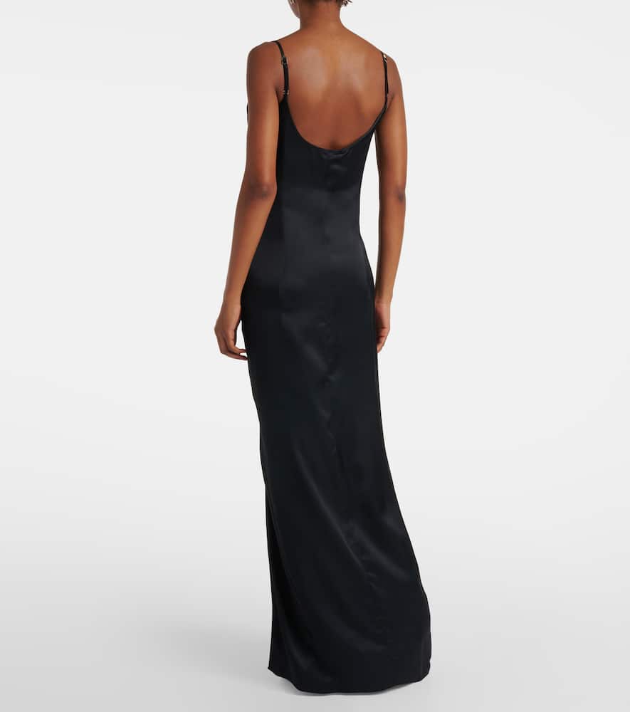 Gathered satin slip dress