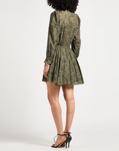 Woman Mini dress Military green Size L Cotton, Viscose