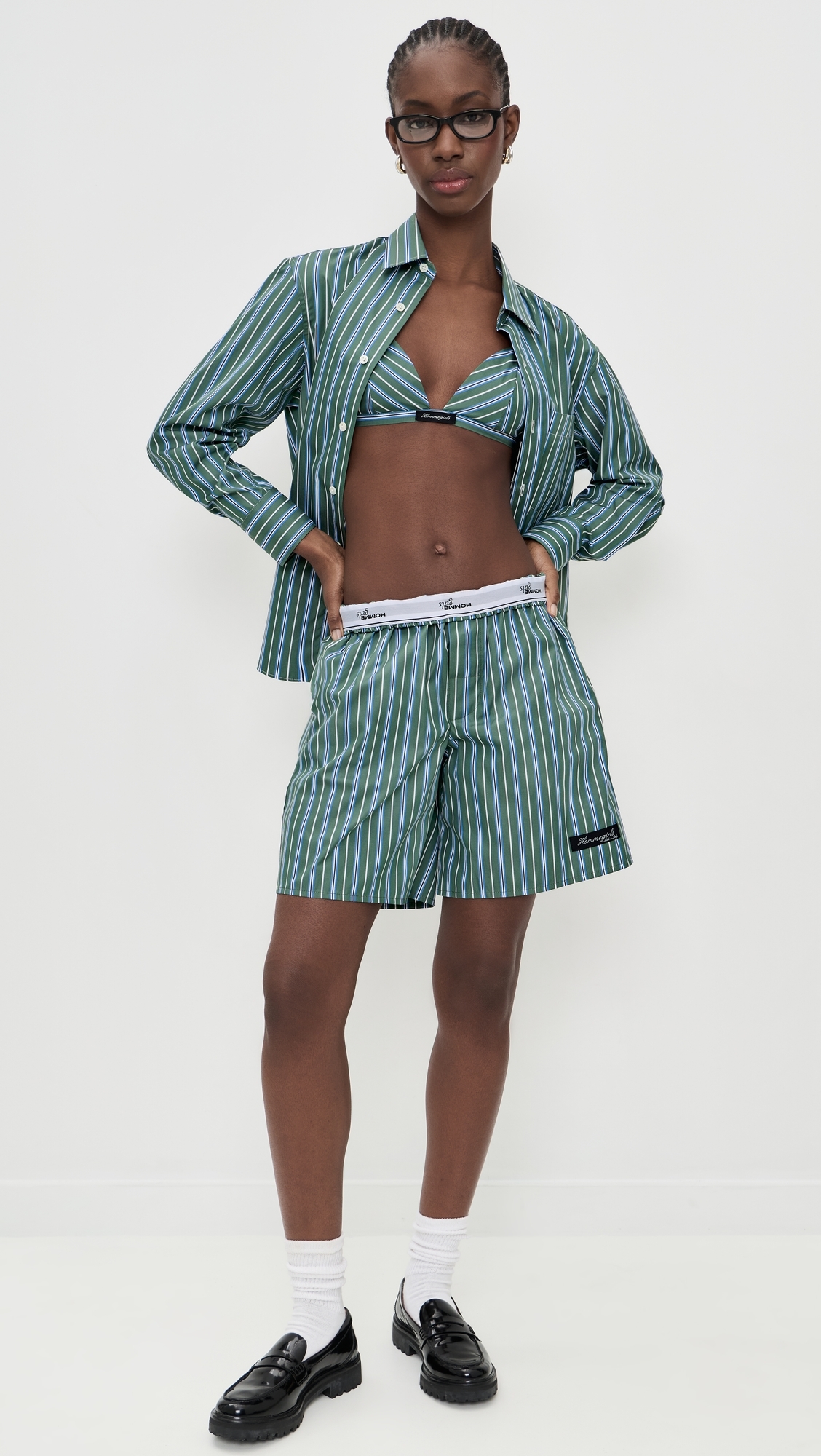 Shirting Bralette Green Porto Stripe