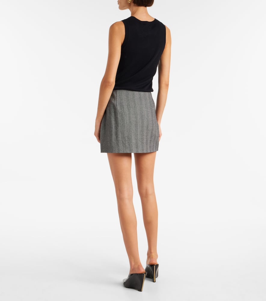 Striped wool-blend miniskirt