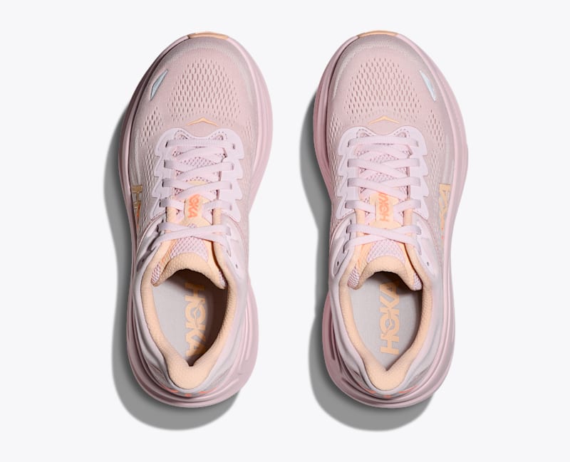 HOKA Women's Bondi 9 Shoes in Lilac Cream/Tangerine Glow