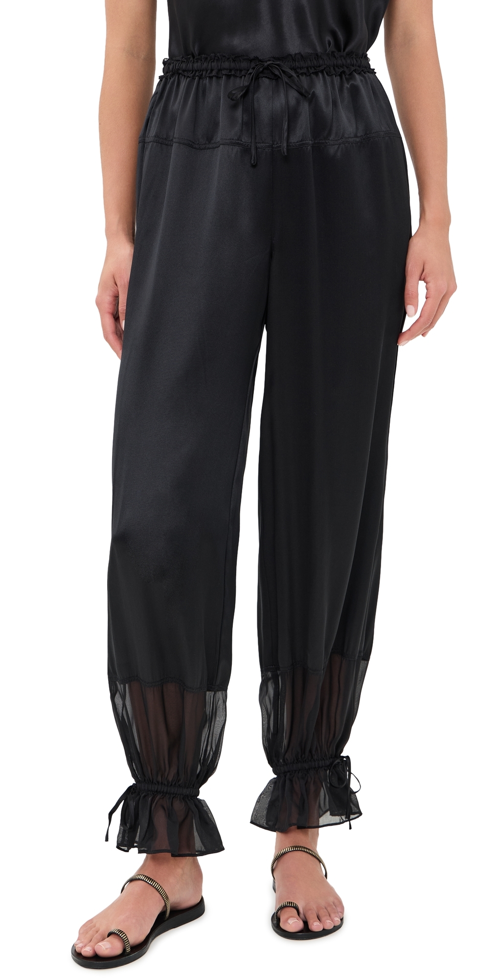 Camile Silk Cinched Pants Noir