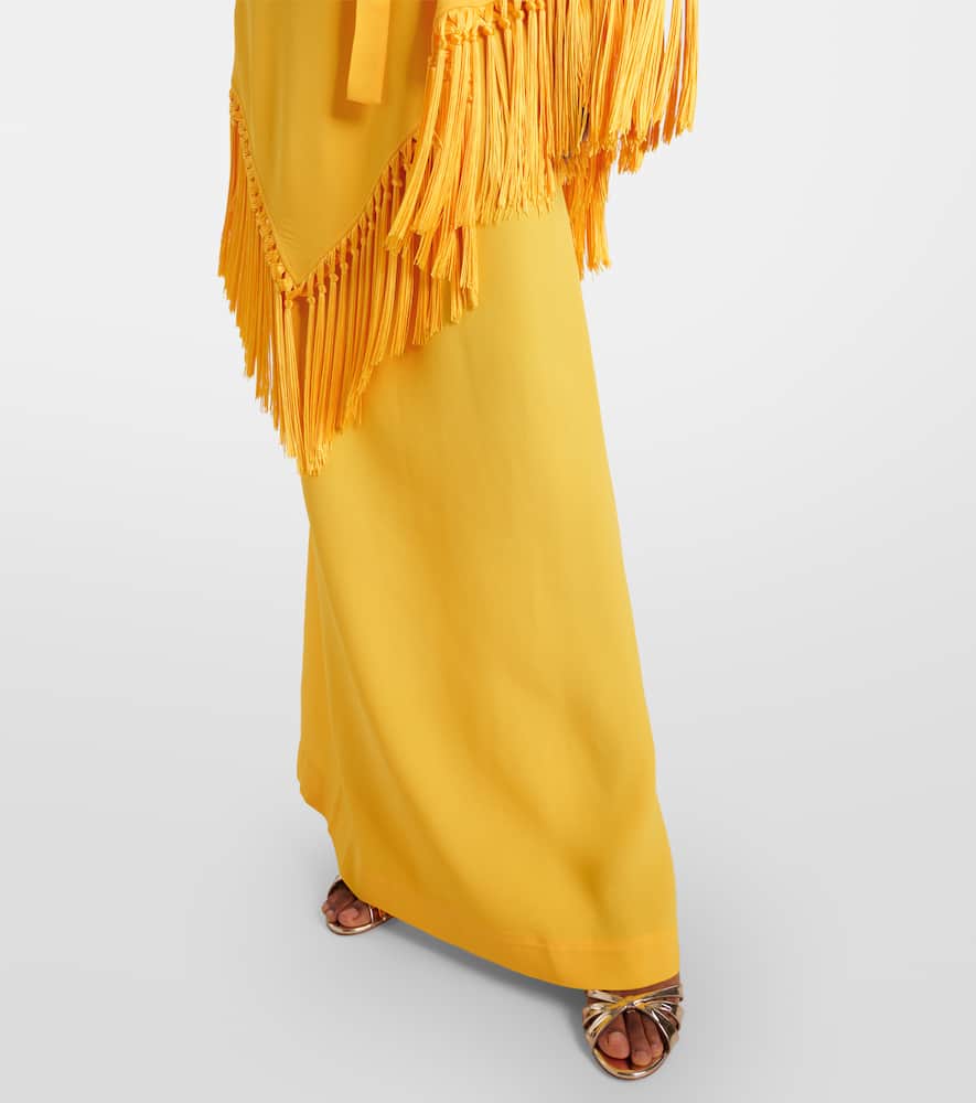 Fringed satin kaftan