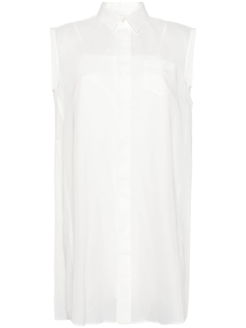 Pleat-detail shirt dress - White