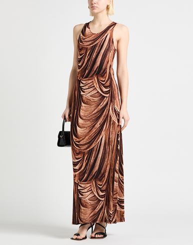 Woman Maxi dress Brown Size 6 Viscose, Elastane