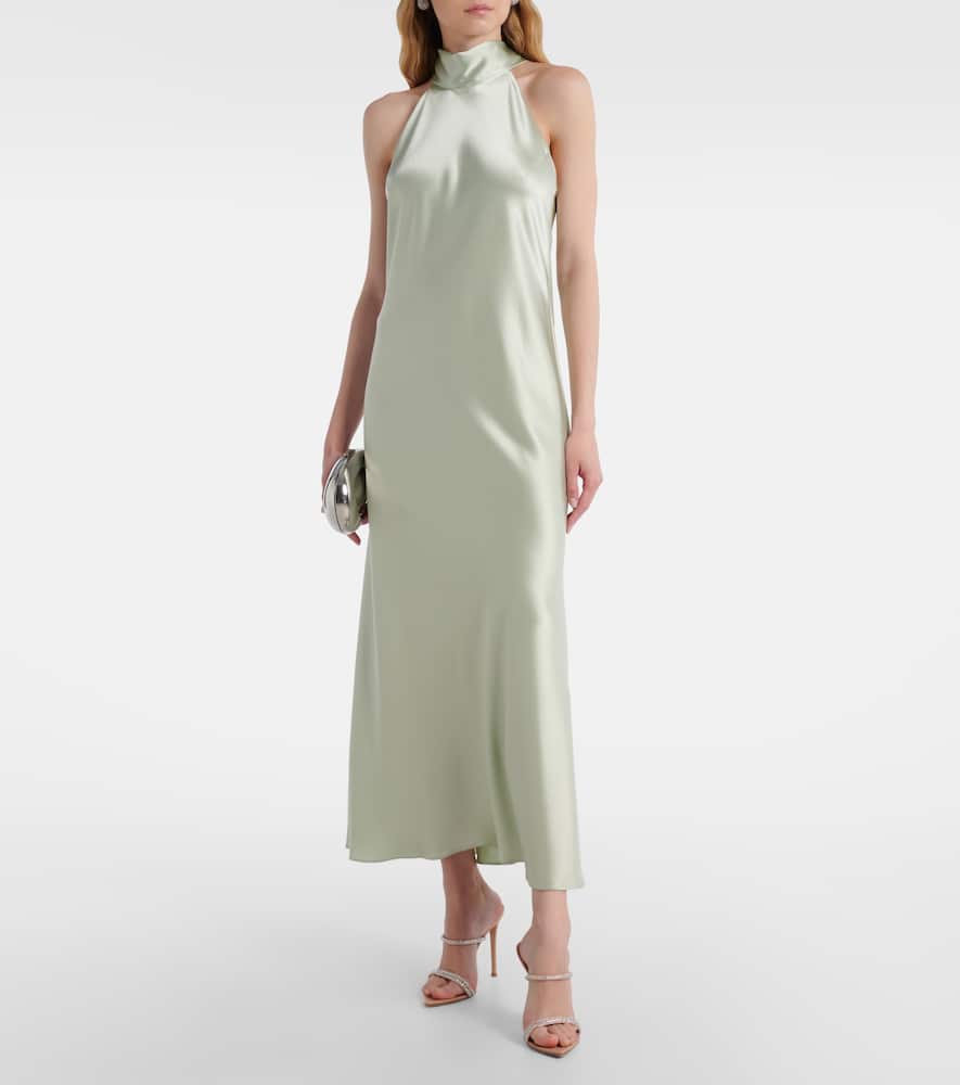 Sienna scarf-detail satin maxi dress