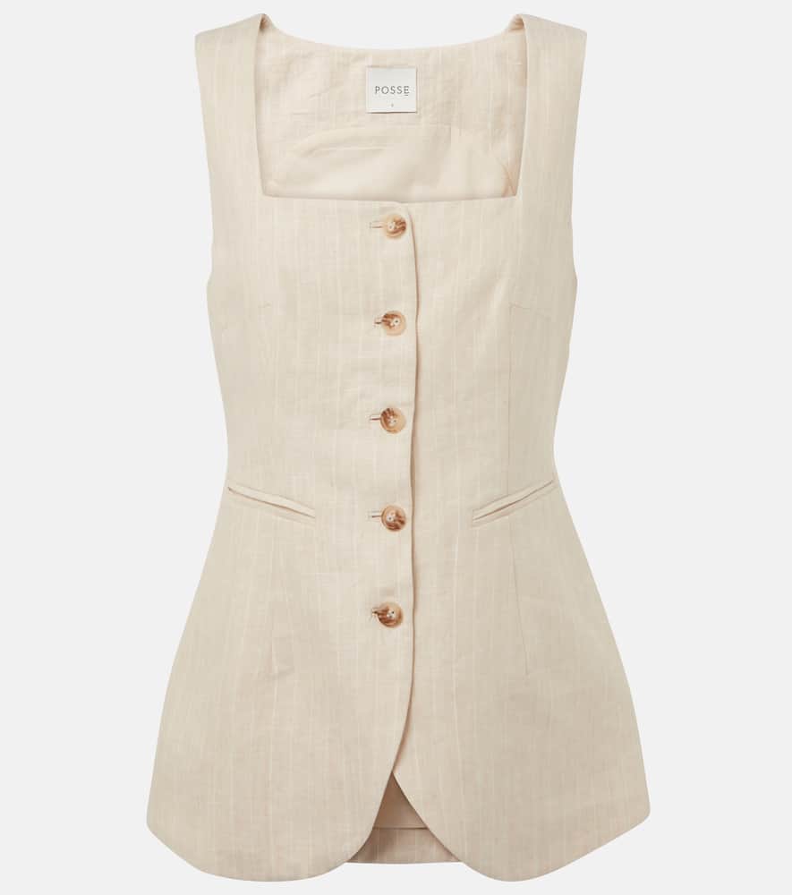 Lucille pinstripe linen vest