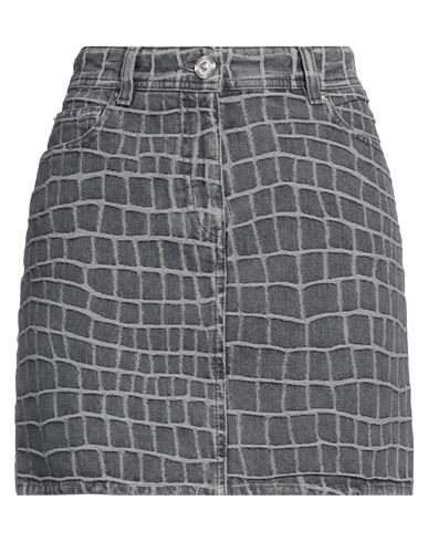 Versace Woman Denim skirt Grey Size 8 Cotton, Calfskin