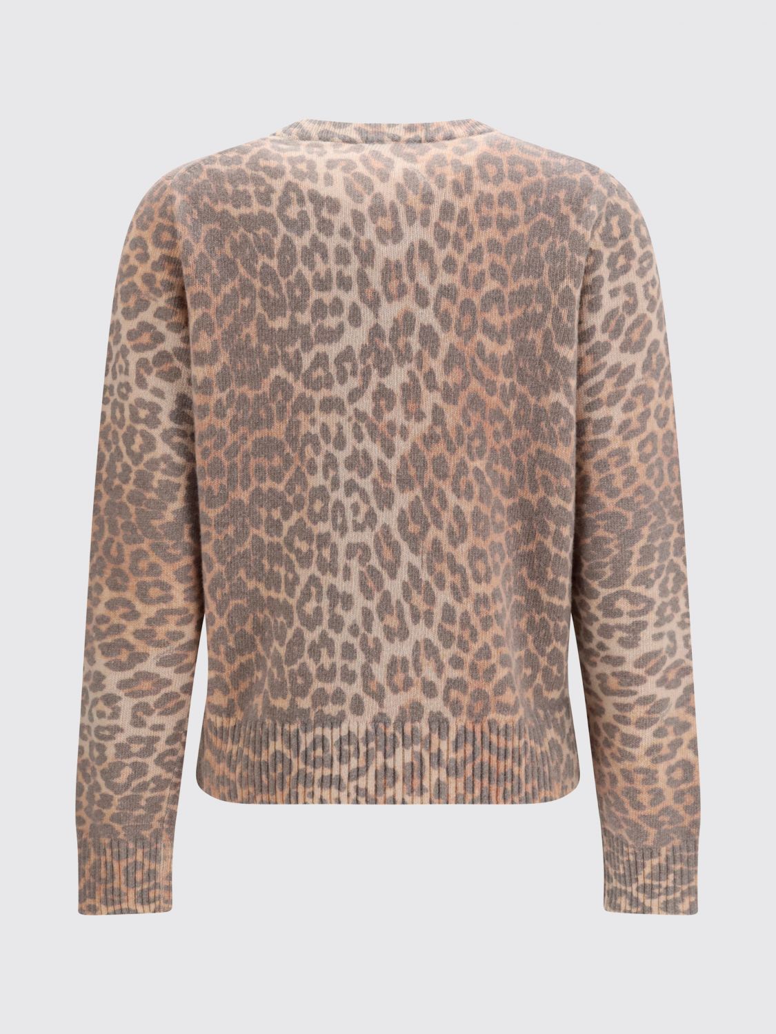 Slim Fit Animalier Print Merino Wool Jumper with Logo