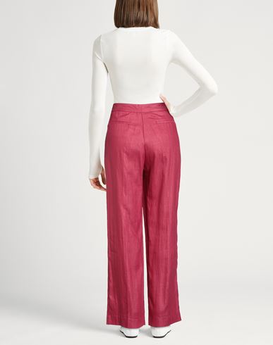 Woman Pants Magenta Size 4 Linen, Polyamide