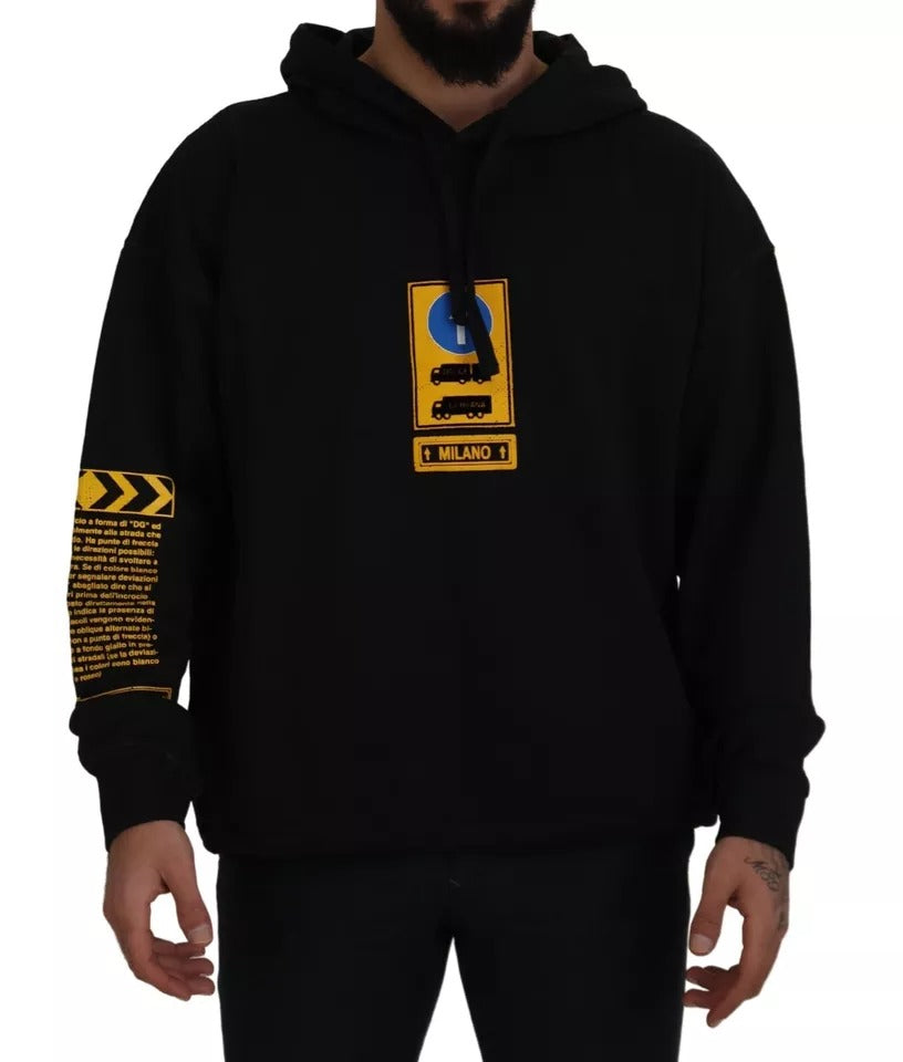 Logo-Printed Cotton Hoodie — Black