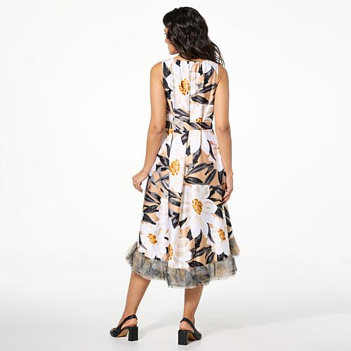 C Wonder by Christian Siriano Satin and Tulle Dress - Neutral Large Blossom