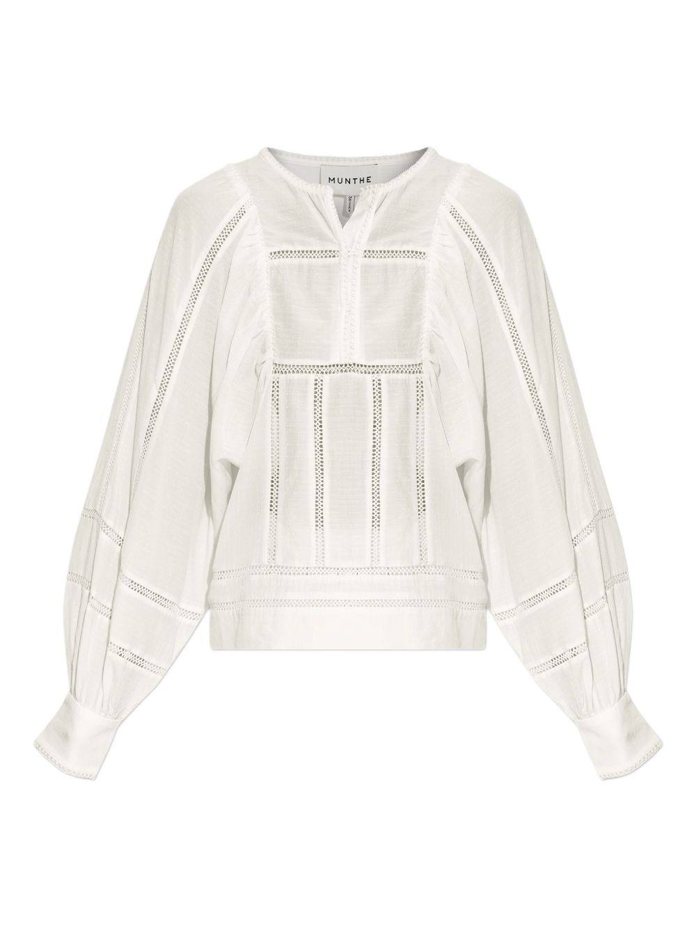Puff-sleeve embroidered blouse - White