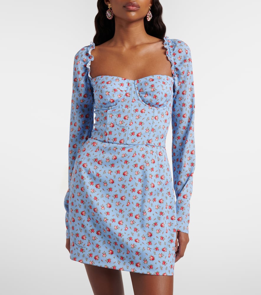 Floral silk-blend minidress