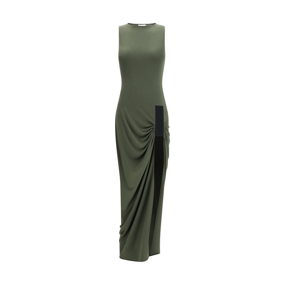 Draped Polyester Dress — Green