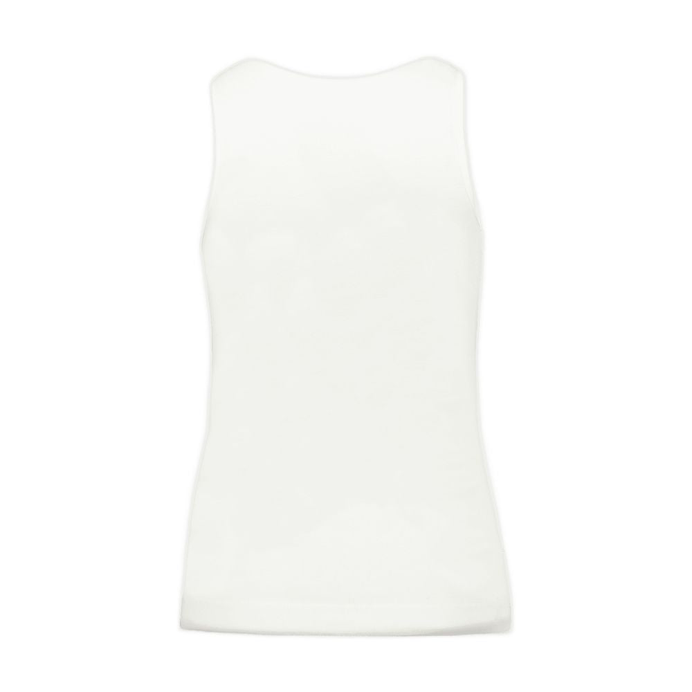Ruffle-Trim Cotton Tank Top — White