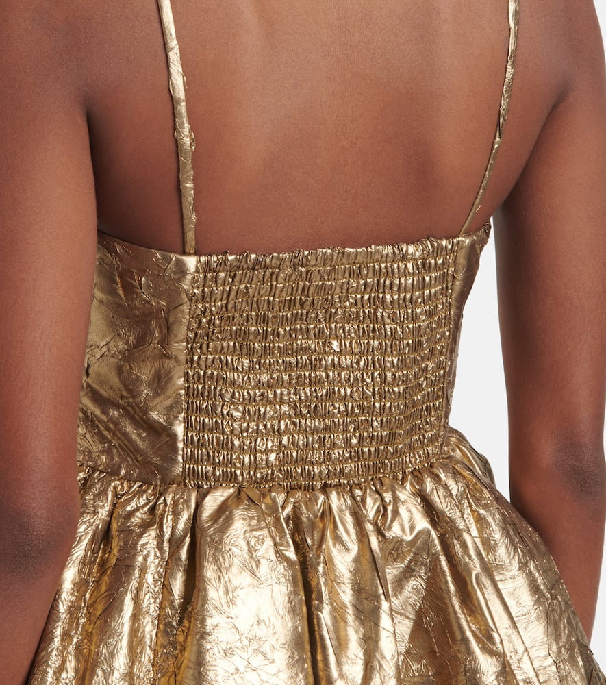 Bow-detail metallic balloon minidress