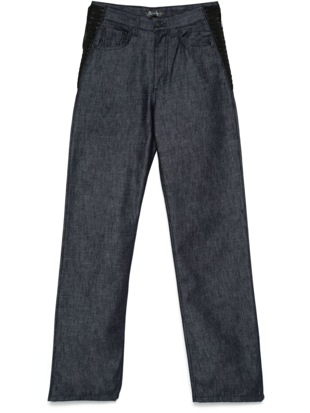 Lace-up straight leg jeans - Blue