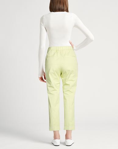 Easy Woman Pants Lime green Size 8 Cotton, Elastane