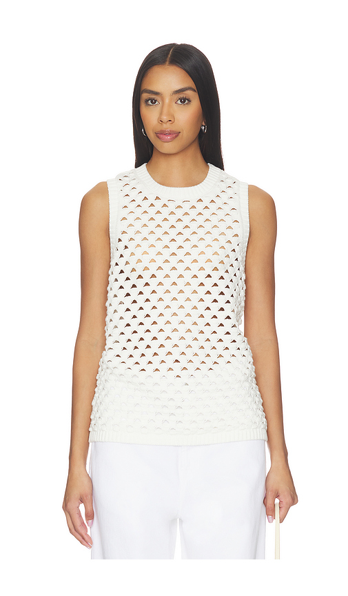 ALIGNE Jeanie Crochet Knitted Vest in White. M. Also in