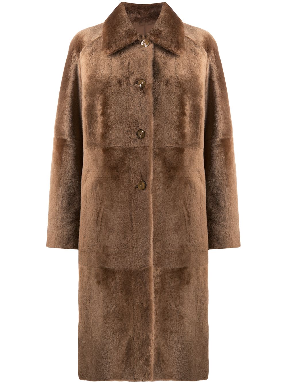 Reversible shearling coat - Brown