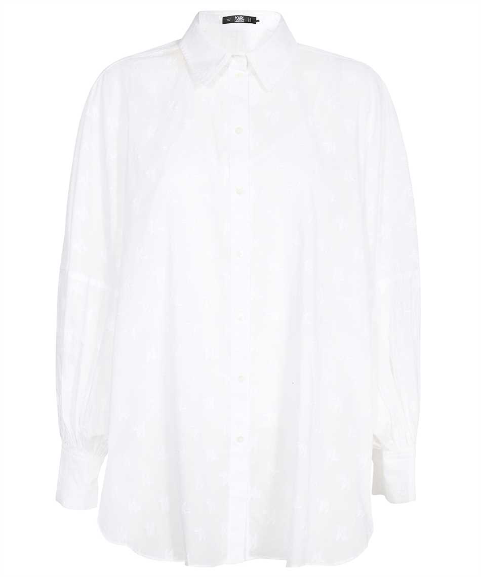 Long-sleeve monogram cotton shirt - White