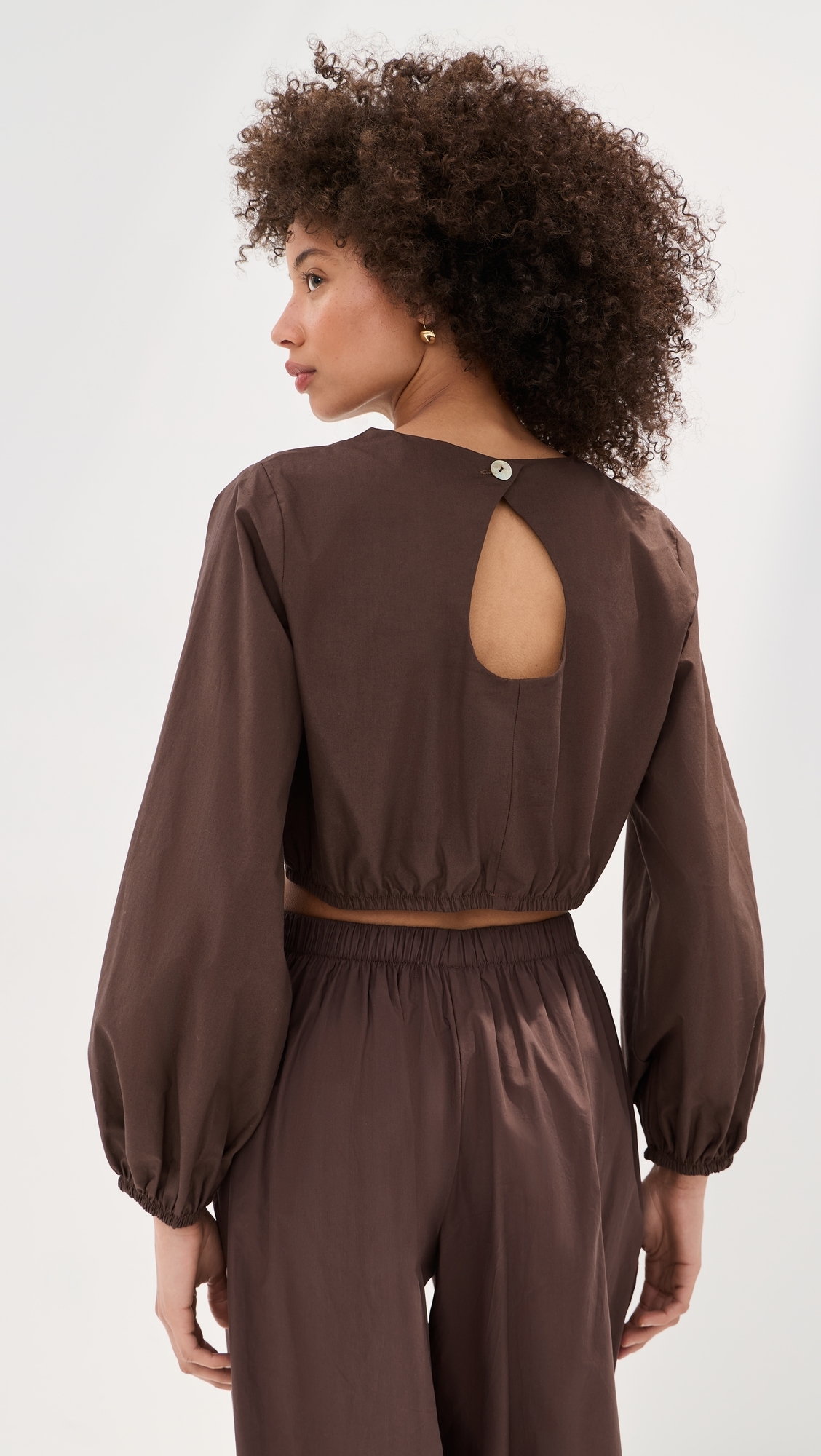 Lillian Cropped Blouse Brown