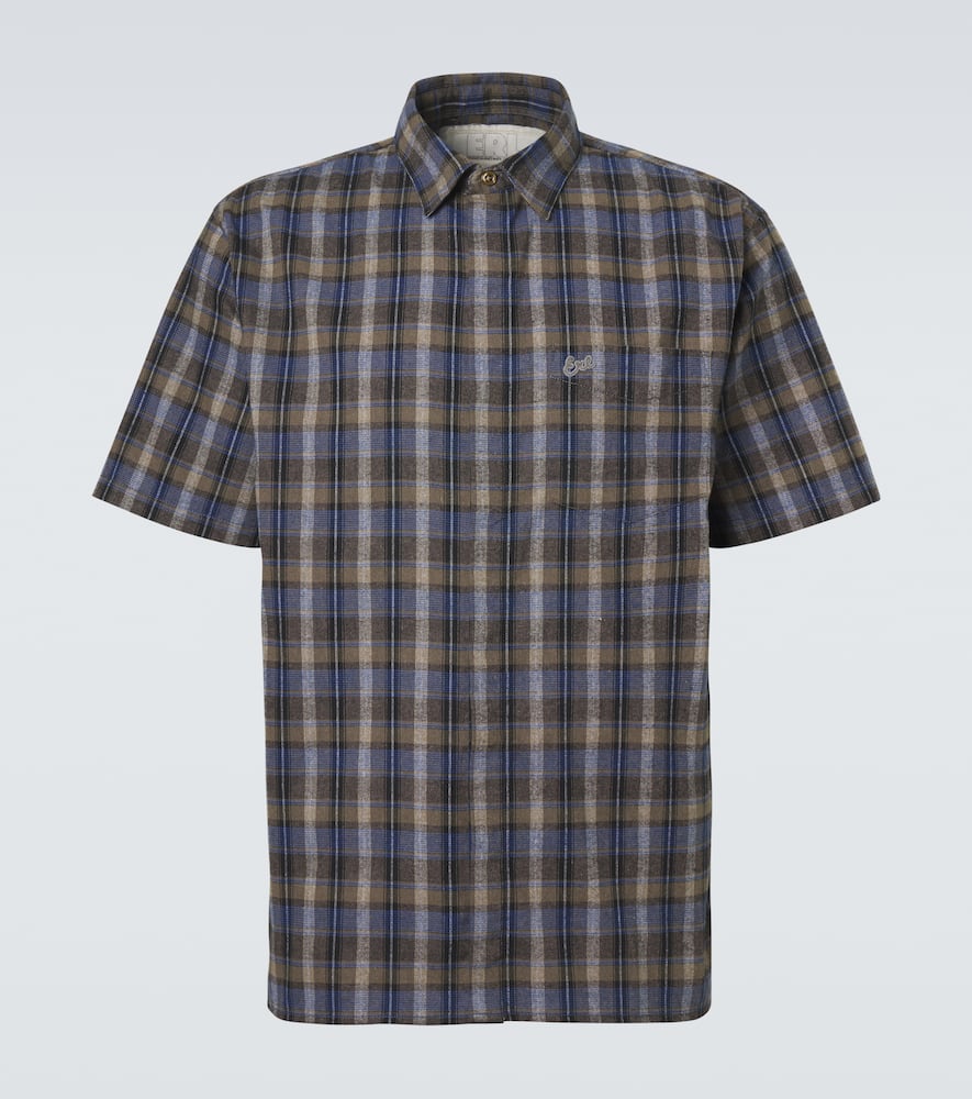 Checked cotton-blend shirt