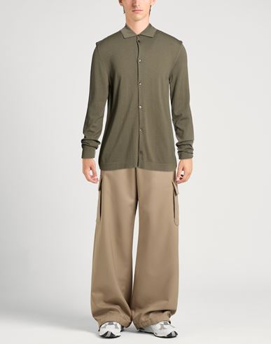 By Slowear Man Shirt Military green Size 36 Virgin Wool, Polyamide