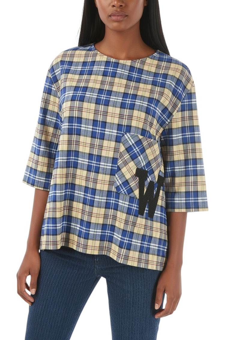 Multicolor Plaid Round Neck T-Shirt