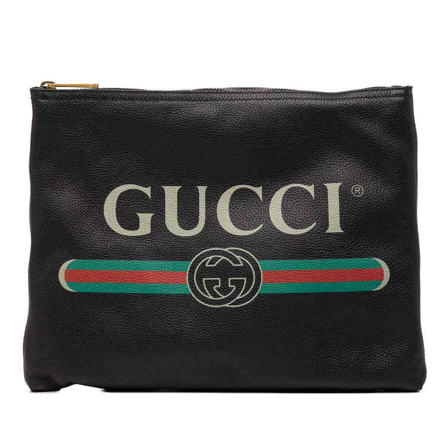 Pre-owned Medium Leather Logo Portfolio Clutch Ladies 500981 493075