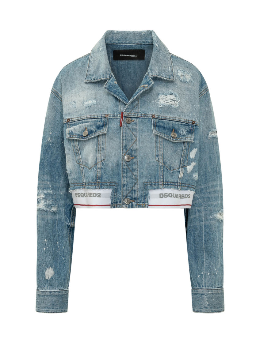 Blue Distressed Shirt Collar Jacket