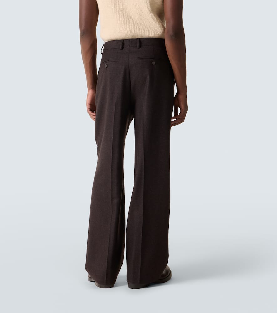 Wool flannel wide-leg pants