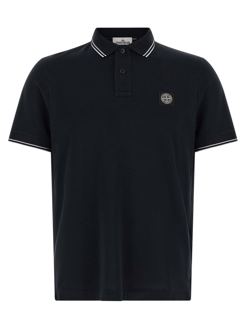Stone Island - contrast trim polo collar short sleeve top