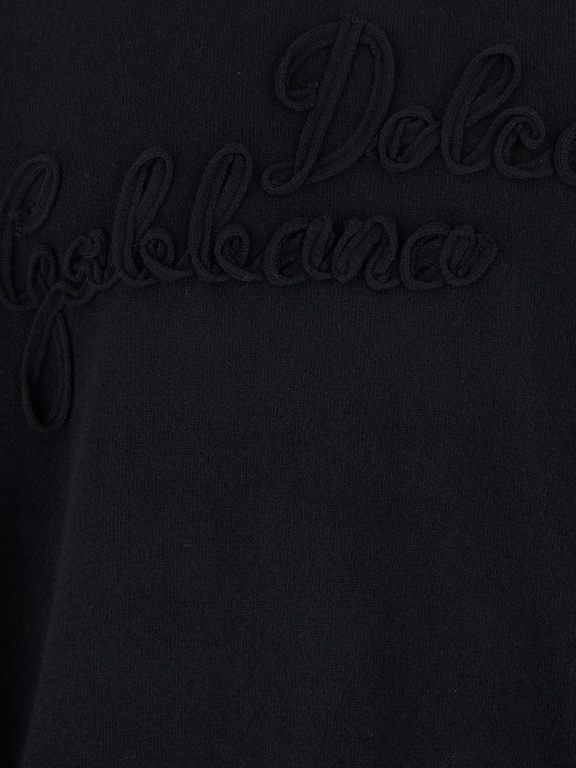 Black Pure Virgin Wool Crew-Neck Jumper with Lettering Logo