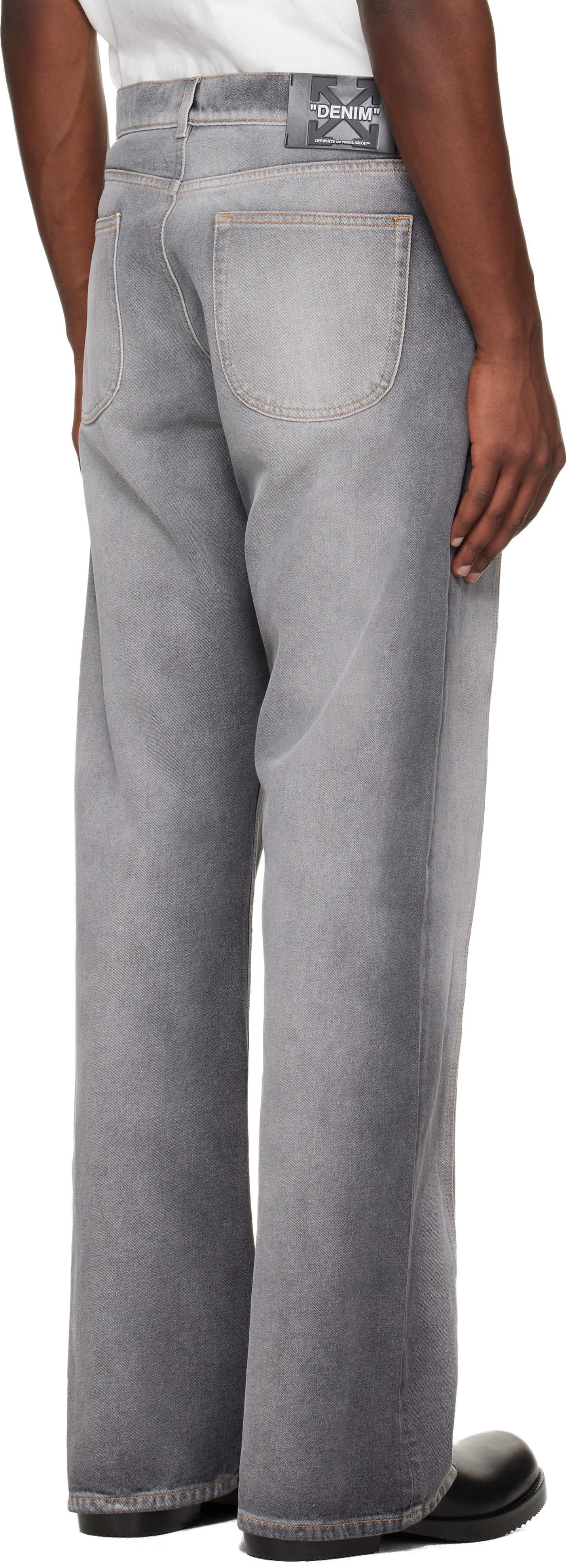 Gray Slanted Seam Relax Jeans