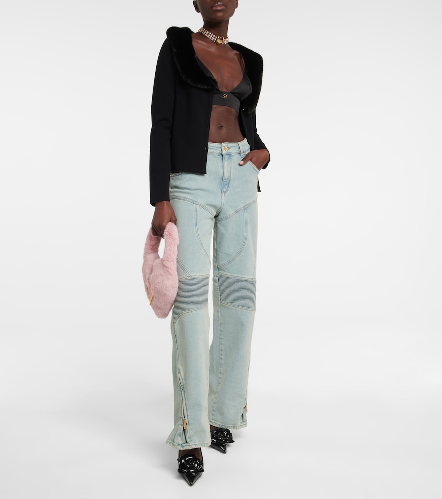 Paneled high-rise wide jeans