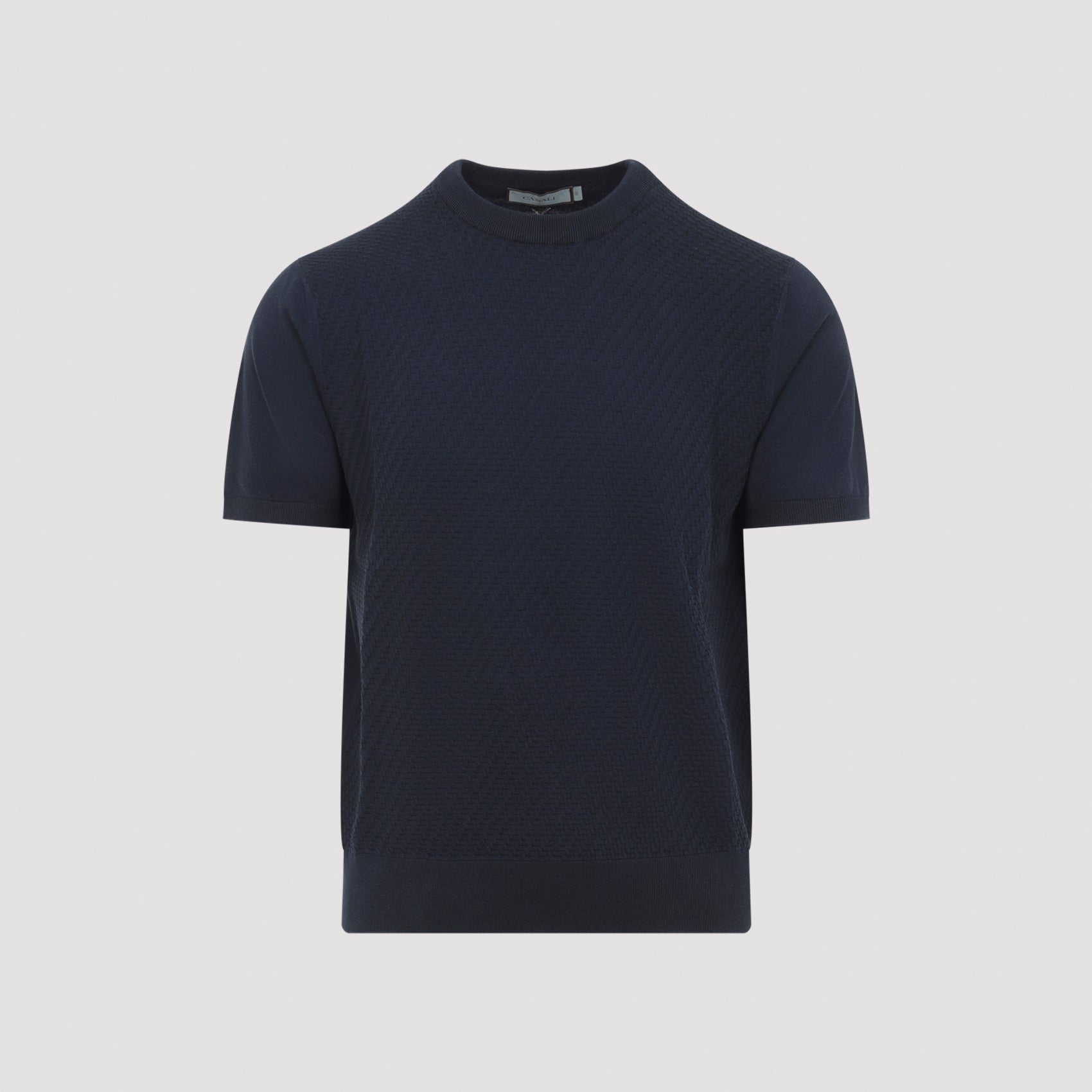 Cotton and Silk Regular Fit Polo Shirt with Microstucture