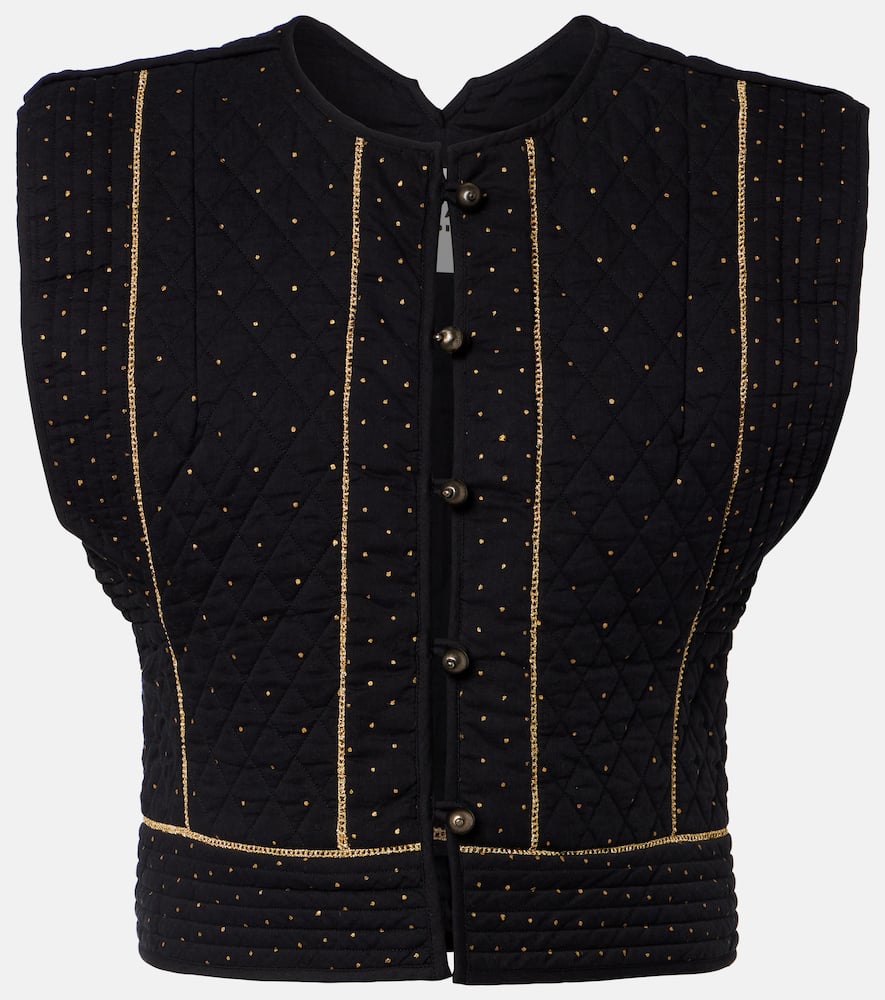 Volana embellished cropped cotton vest