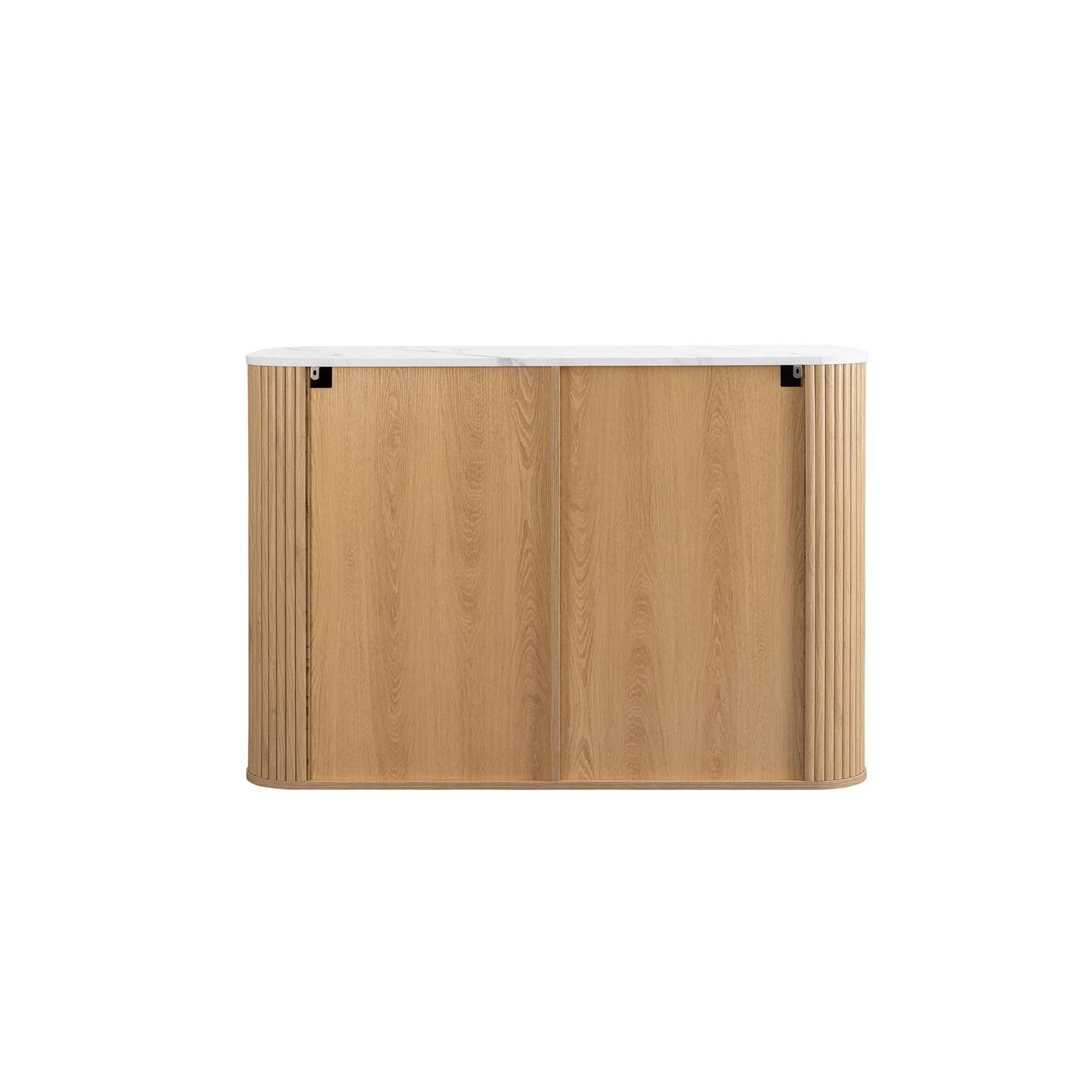 Birlea Unisex Kagu 2 Door Sideboard Fluted Ribbed Oak & Marble effect in Light Oak