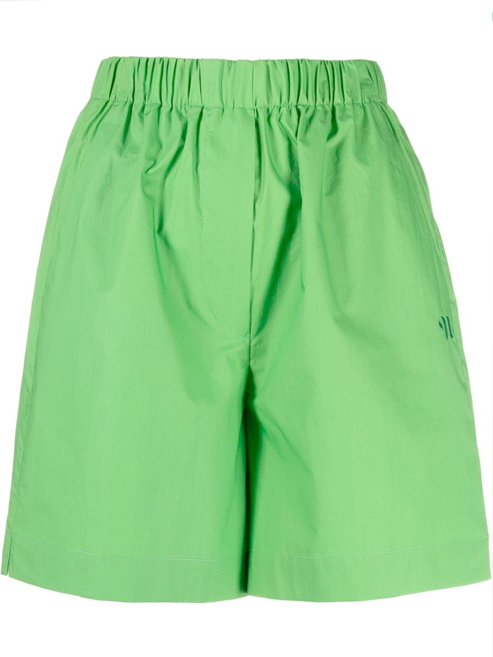Elasticated-waistband cotton shorts - Green