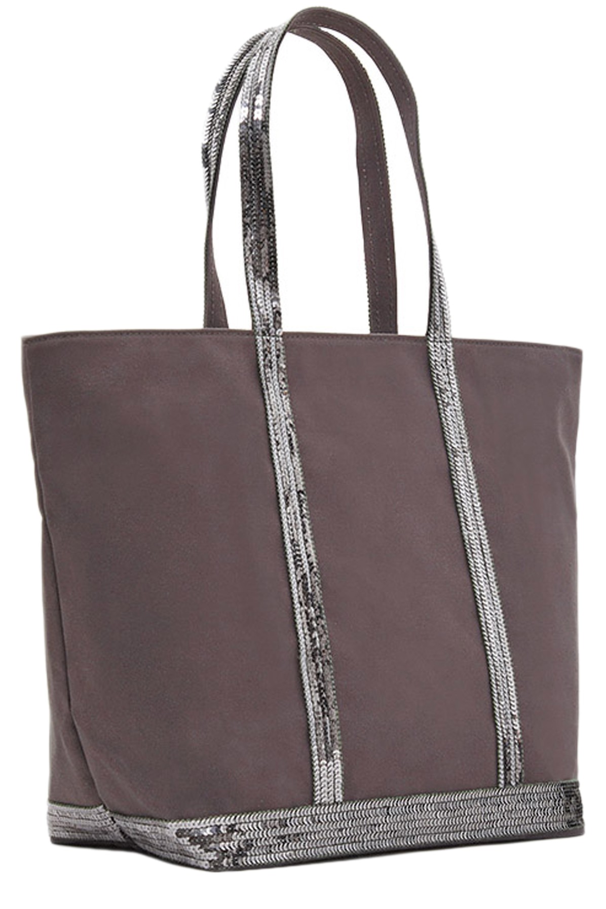 Canvas and Sequins L zipped Cabas Tote