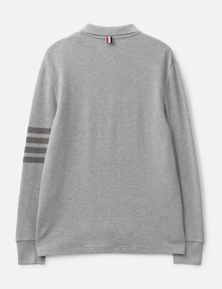 Textured Pique 4-Bar Long Sleeve Polo