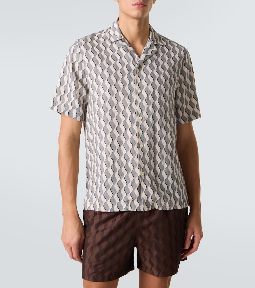 Roberto printed linen bowling shirt
