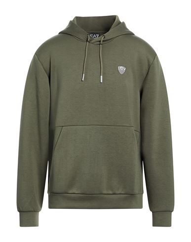 Man Sweatshirt Military green Size L Polyester, Viscose, Elastane
