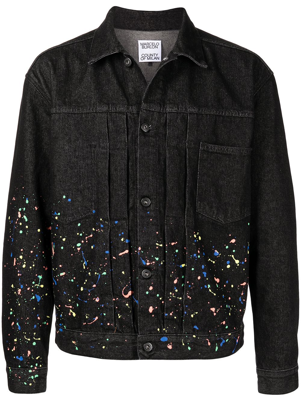 Paint-splatter denim jacket - Black