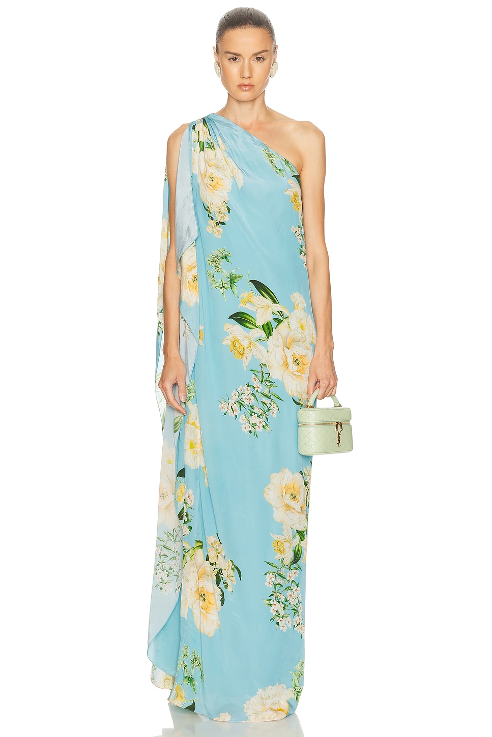 HEMANT AND NANDITA Ajia One Shoulder Kaftan Dress in Blue - Blue. XS also in S