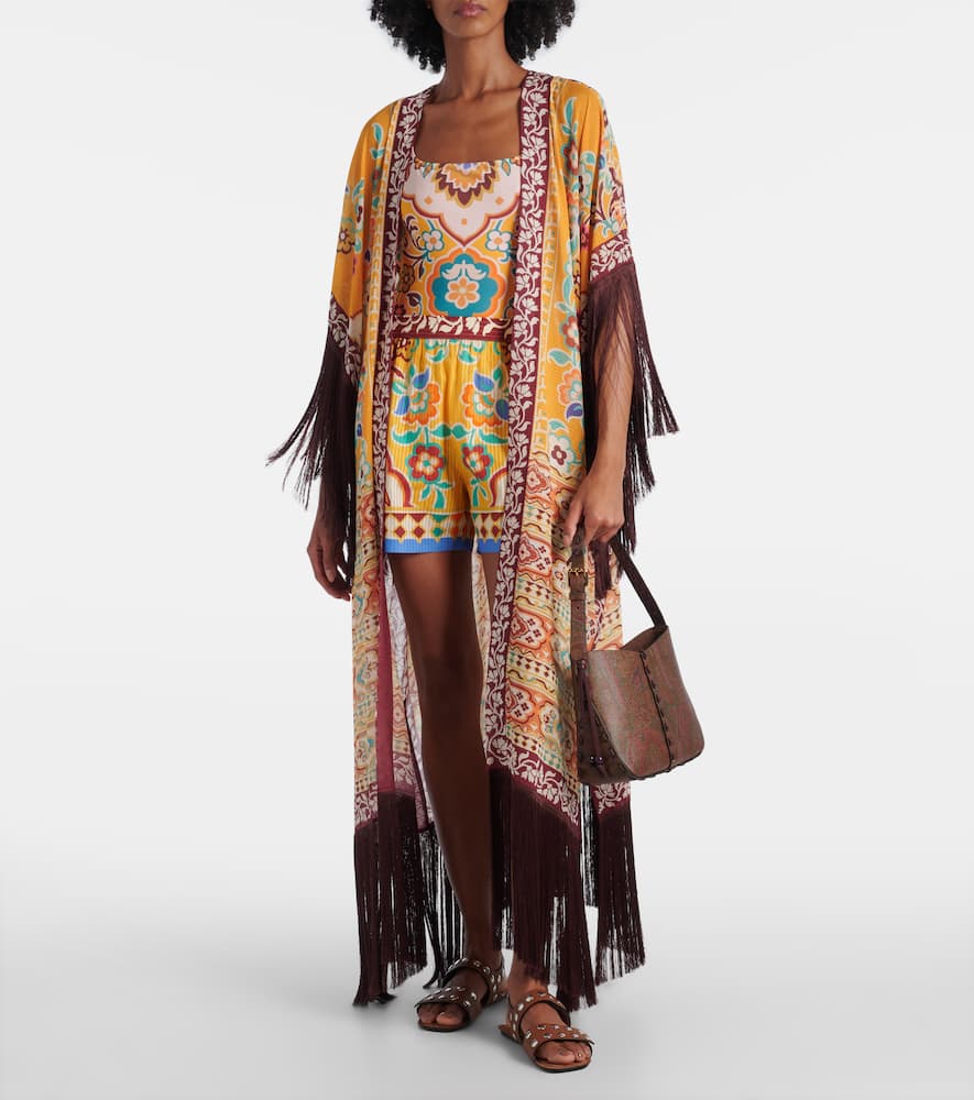 Printed cotton and silk shorts