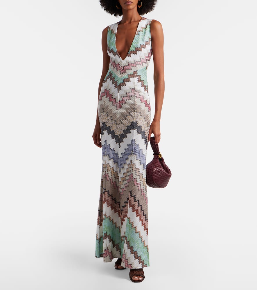 Zigzag lamé maxi dress