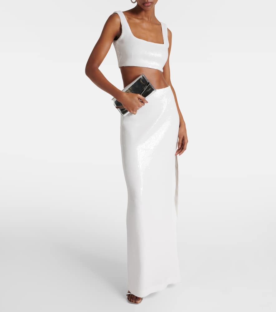 Bridal Beating Heart sequined crop top